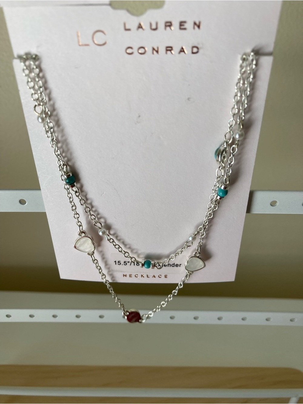 Kohl's Silver-Tone Layered Necklace with Turquoise, Red & White Accents